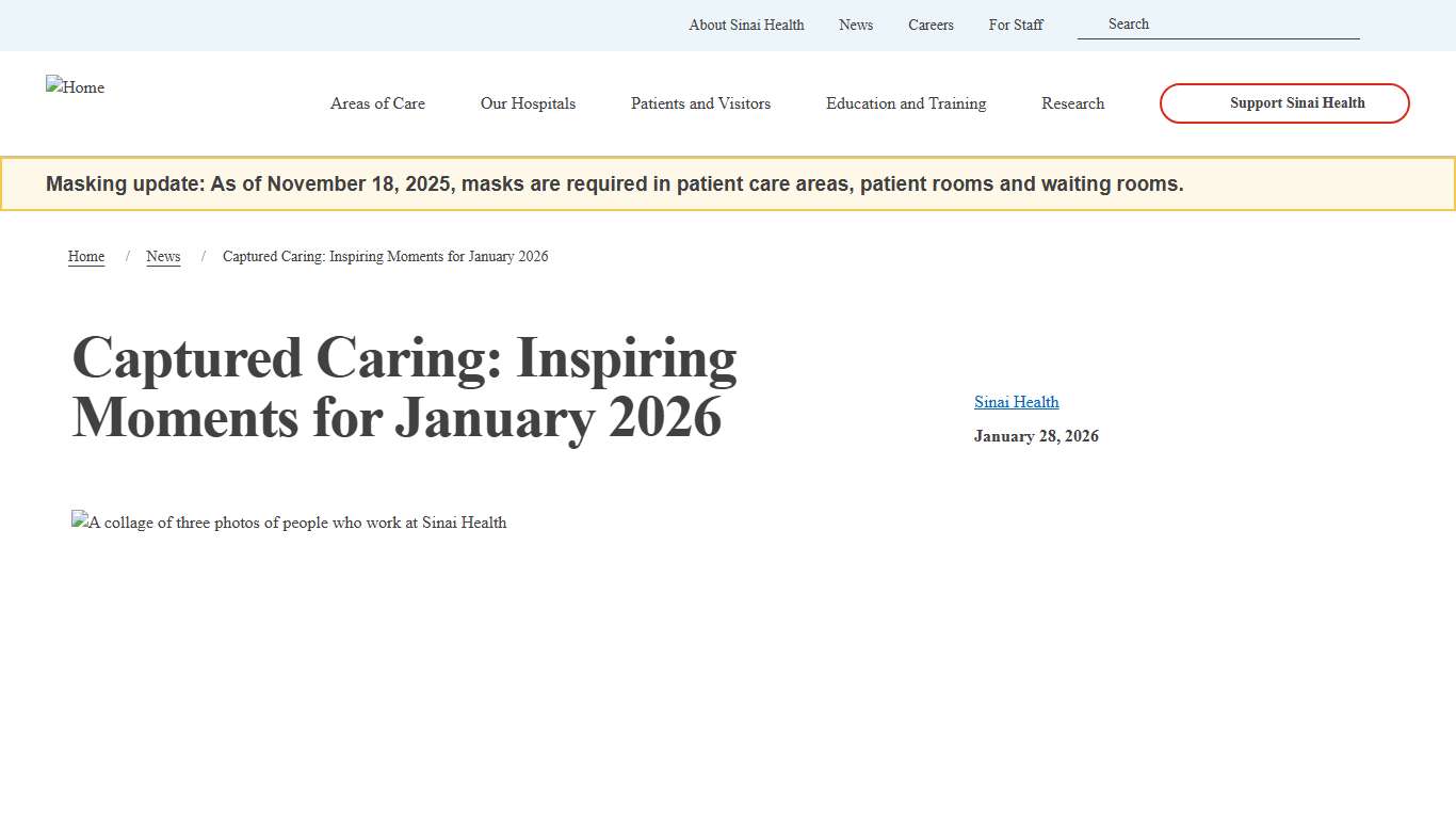 Captured Caring: Inspiring Moments for January 2026 Sinai Health